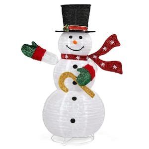 48 in. White Christmas Snowman Decor with Lights