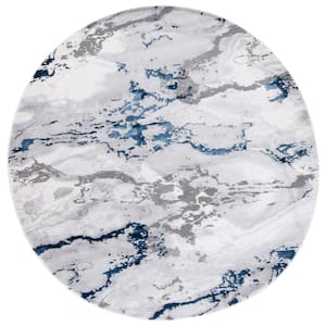 Craft Gray/Blue 7 ft. x 7 ft. Marbled Abstract Round Area Rug