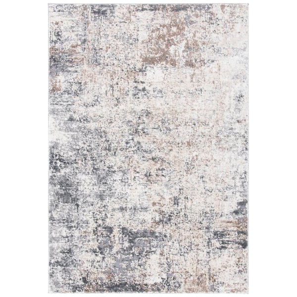 SAFAVIEH Aston Ivory/Gray Doormat 3 ft. x 5 ft. Distressed Abstract Area Rug