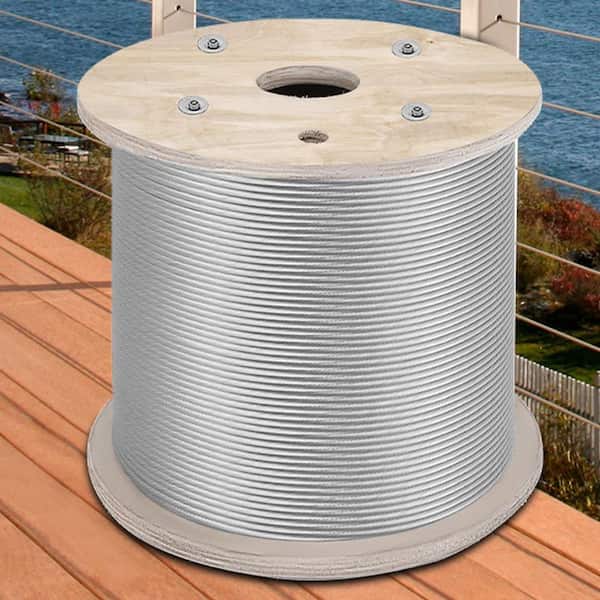 VEVOR Steel Wire Rope 304 Stainless Steel 7x19 Steel Cable 200 ft. x 1/4 in. for Railing Decking DIY Balustrade, Multi