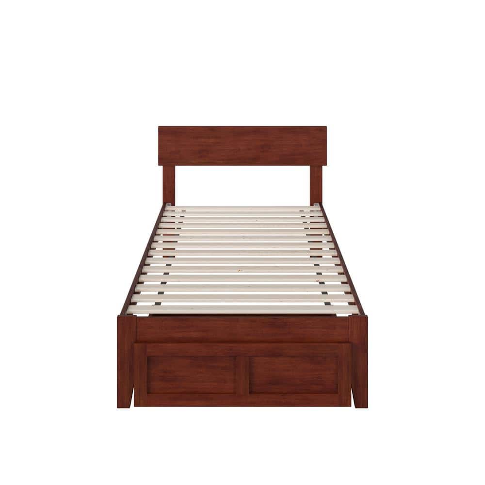 Boston Twin Wood Frame Upholstered Bed with Headboard Drawer