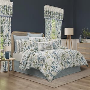 Elwood Blue Polyester King 4-pieces Comforter Set