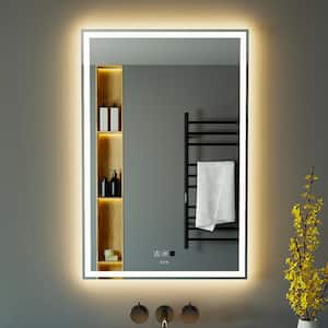 KWW 24 in. W x 36 in. H Large Rectangular Frameless Anti-Fog Wall Bathroom Vanity Mirror in Silver