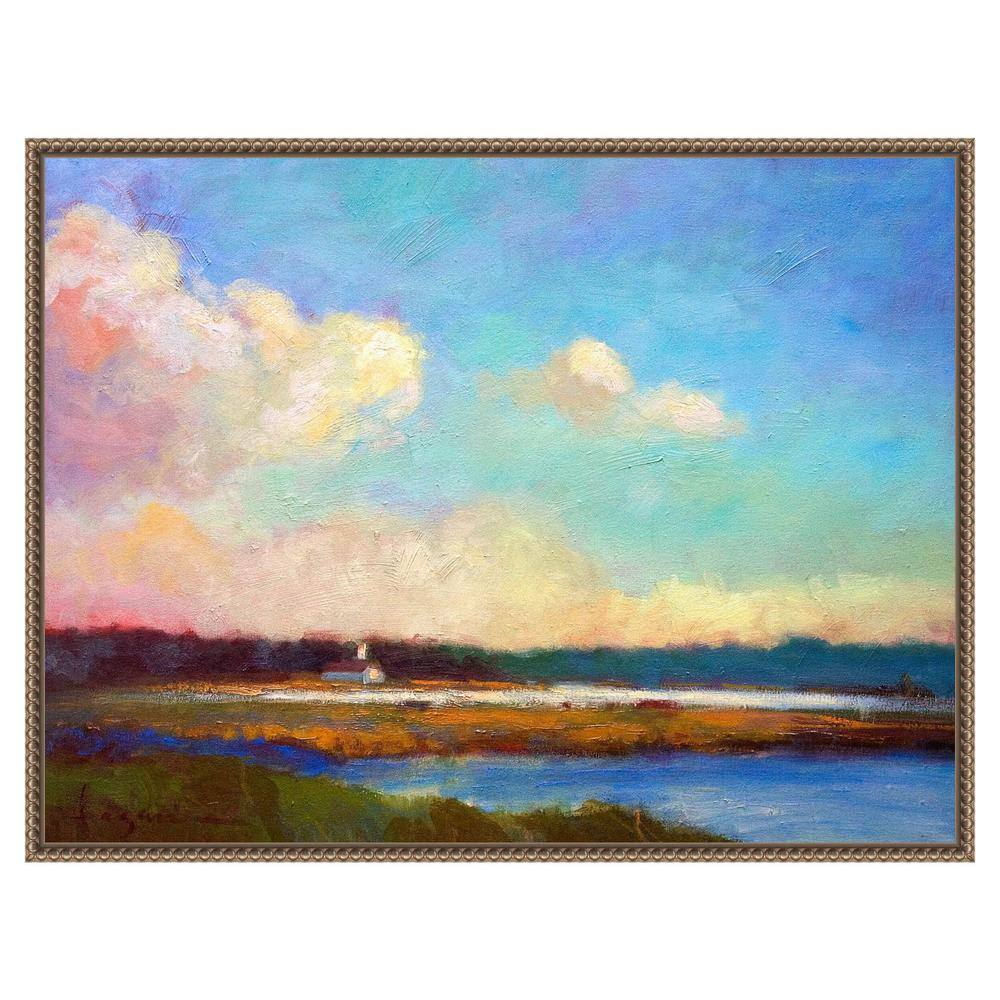 Large Framed Impressionist Nature Vista Canvas Print