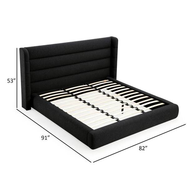 Benjara Mase gray Wood Frame Queen Size Platform Bed with
