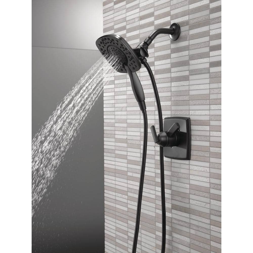 Matte Black Dual-Function Shower Trim Kit with Handheld Shower