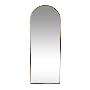 28 in. W x 72 in. H Arched Wood Framed Gold Mirror for Living Room
