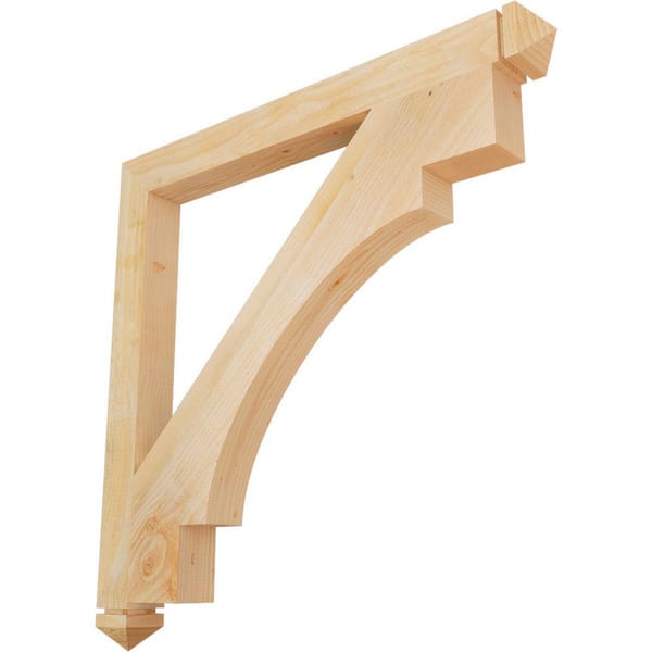 Ekena Millwork 4 in. x 44 in. x 44 in. Douglas Fir Merced Arts and Crafts Rough Sawn Bracket