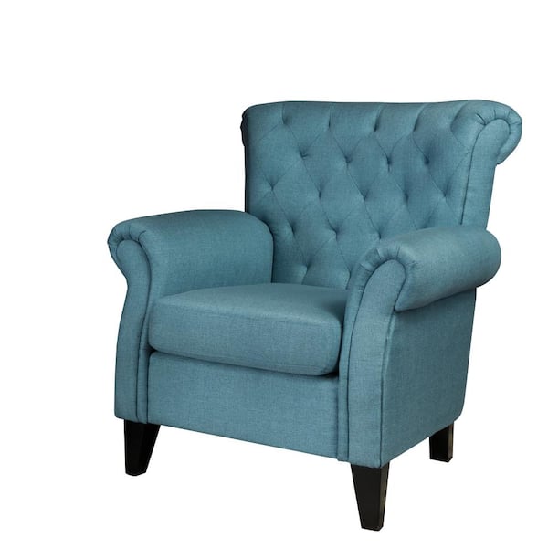LOKATSE HOME 37 in. Blue Polyester Arm Chair
