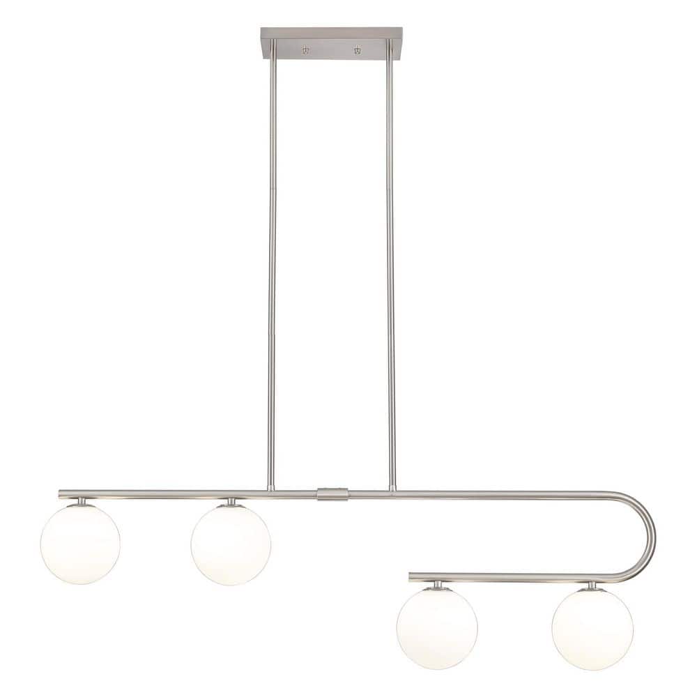 39.84 in. 4-Lights Silver Nickel Chandelier with Milk White Glass Shades for Dining Room Kitchen Island price history on PriceWatchPro