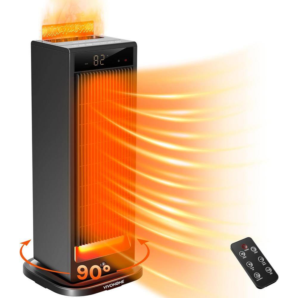 17in. 1500W Electric Indoor Ceramic Space Heater with Humidifier and 3D Flame