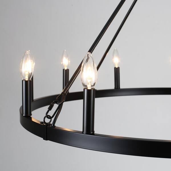 ZJVAIVE 12-Light Black Farmhouse Candle Design Circle Iron ZJVAIVE 12-Light Black Farmhouse Candle Design Circle Iron