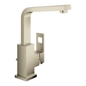 Eurocube Single-Handle Single Hole High Arc 1.2 GPM Bathroom Faucet with Drain Assembly in Brushed Nickel