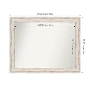 Alexandria Whitewash 39.25 in. x 31.25 in. Custom Non-Beveled Wood Framed Bathroom Vanity Wall Mirror