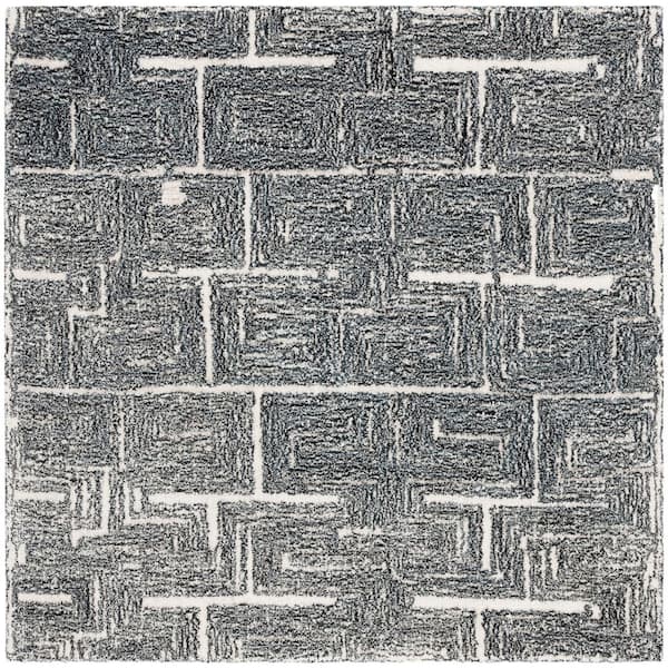 Ivory Maze Rug SAFAVIEH Metro 6 ft. x 6 ft. Black/Ivory Geometric Maze Square Area Rug ...
