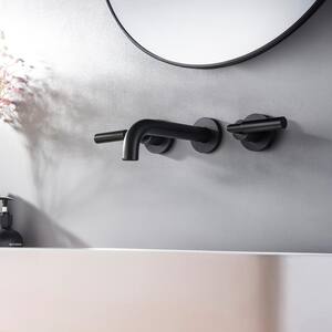Coco Double Handle 8 in. Widespread Wall Mount Bathroom Faucet in Matte Black