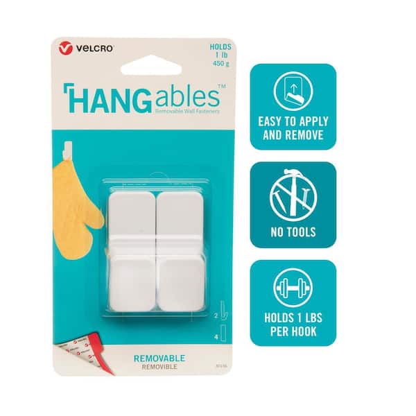 VELCRO HANGables Removable Small Hook in White (2-Count)