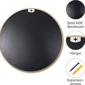 16 in. W x 16 in. H Wall Mirror with Brushed Aluminum Frame Round HD Mirror Gold