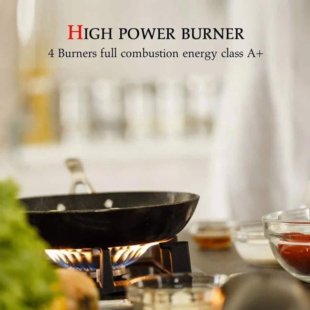 24-inch Black Tempered Glass 4-Burner Propane Gas Cooktop