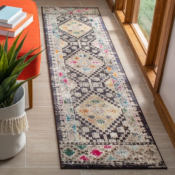 Madison Black/Yellow 2 ft. x 16 ft. Geometric Runner Rug
