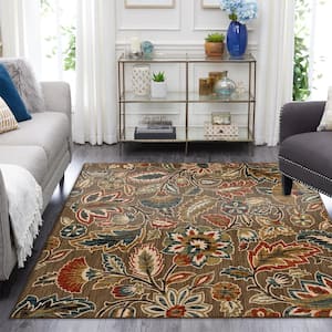 Elyse Taupe 8 ft. x 10 ft. Floral Area Rug