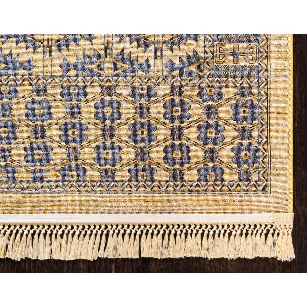 Kennedy Collection 9' x 12' Blue Geometric Easy-Care Area Rug