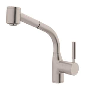 Modern Lux Single-Handle Pull-Out Sprayer Kitchen Faucet in Satin Nickel