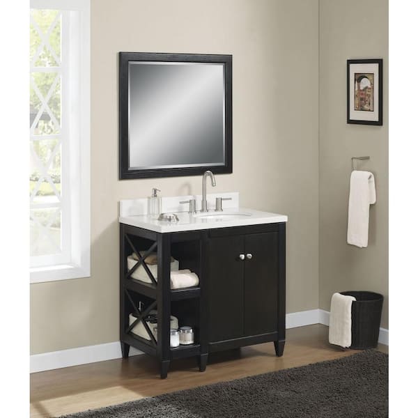 Home Decorators Collection Hayes Contemporary 36 in. Bath Vanity in Black with Cultured Marble Vanity Top in Off-White with White Sink