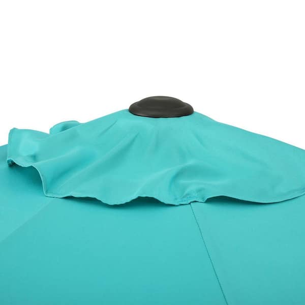 9 aluminum market tilt patio umbrella turquoise sunnydaze decor 5' Steel Beach Drape with Function Fabric: Awning Stripe Crank 9ft Aluminum Sunnydaze Aluminum 9' Patio Umbrella