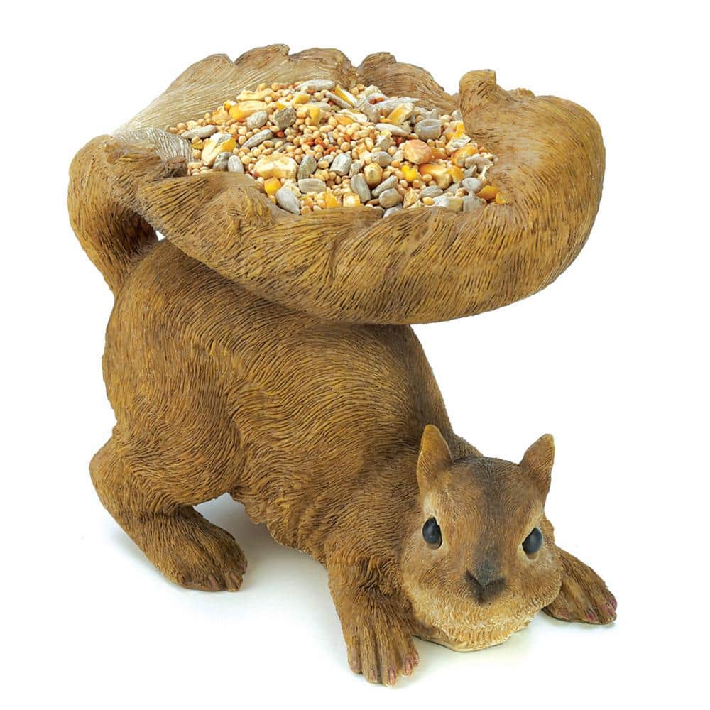 Zingz & Thingz 7 in. x 4 in. x 6 in. Woodland Squirrel Bird Feeder, Brown -  4505817V