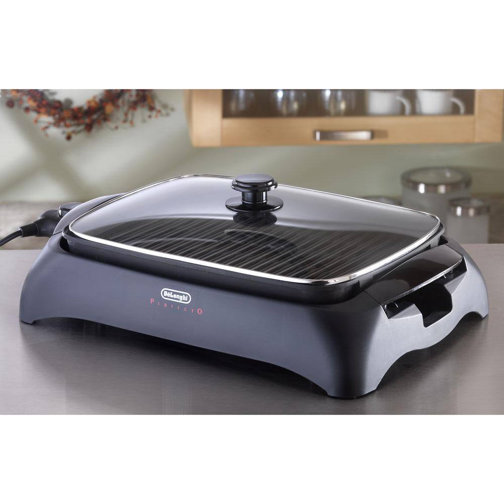 Perfecto Black Aluminum Electric Indoor Grill with Lid