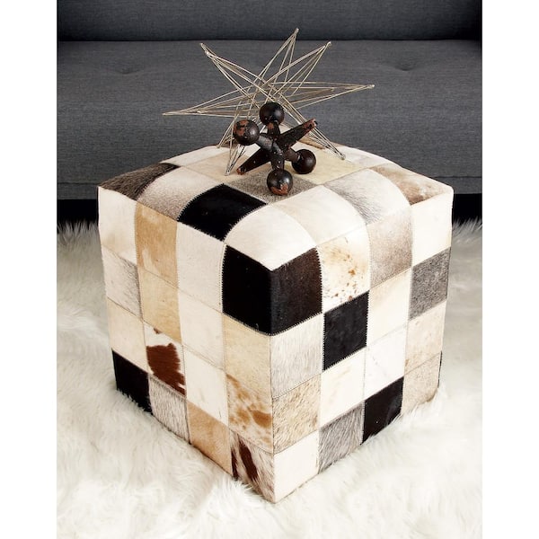 Litton Lane 16 in. Multi Colored Wood Contemporary Ottoman