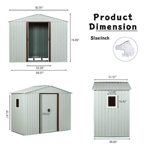 8 ft. W x 4 ft. D Metal Shed with Double Door (32 sq. ft. )