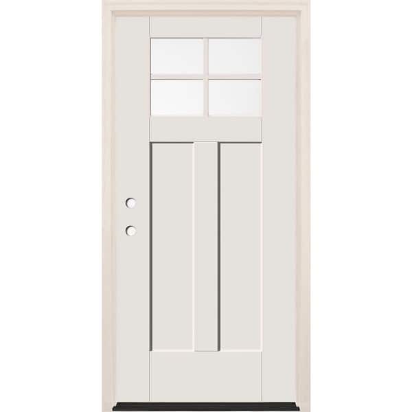 Builders Choice 36 in. x 80 in. Right-Hand Clear Glass Unfinished Fiberglass Prehung Front Door with 6-9/16 in. Frame and Bronze Hinges