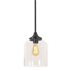 William 1-Light Black Standard Pendant Light with Clear Glass Shade