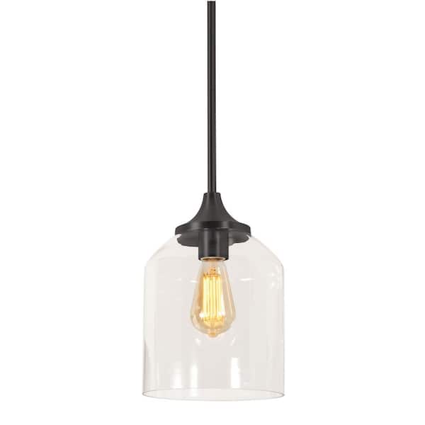 AFX William 1-Light Black Standard Pendant Light with Clear Glass Shade