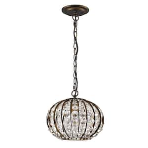 Olivia 1-Light Indoor Pendant Oil Rubbed Bronze Pendant with Crystal