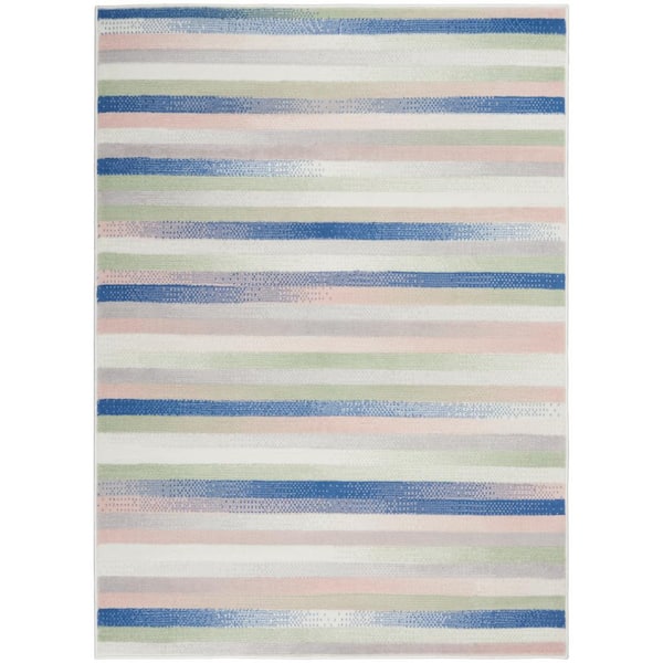 Nourison Whimsicle Ivory Multicolor 6 ft. x 9 ft. Geometric Contemporary Area Rug