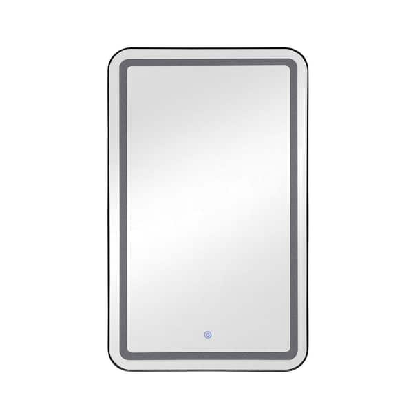 20.67 in. W x 33.66 in. H Rectangular Black Frame Recessed or Wall Mount Medicine Cabinet with Mirror and LED