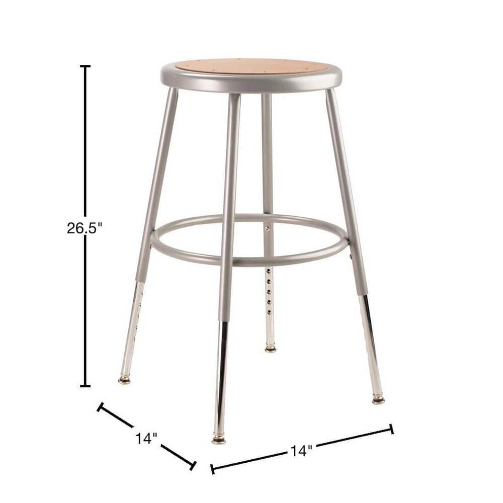 Adjustable Gray Steel Saddle-Style Laboratory Stool 19"-26.5"