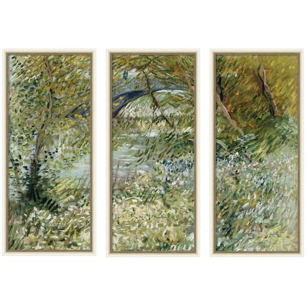 3-Piece Belmont "Vincent van Gogh River Bank" by Nostalgia Prints Landscape Framed Art Print Set 42 in. x 61 in.
