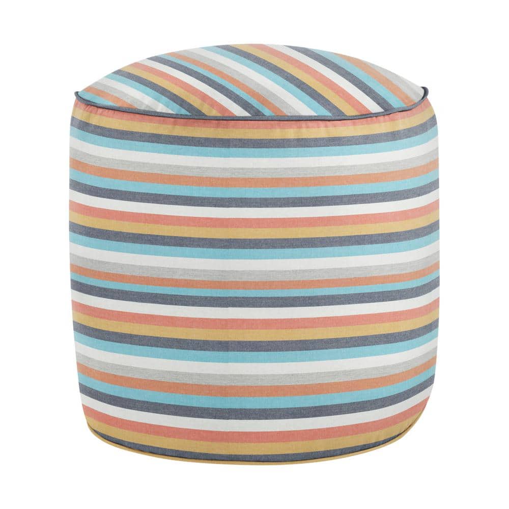 SORRA HOME 20 in. x 20 in. x 18 in. Sunbrella Surround Sunrise Stripe