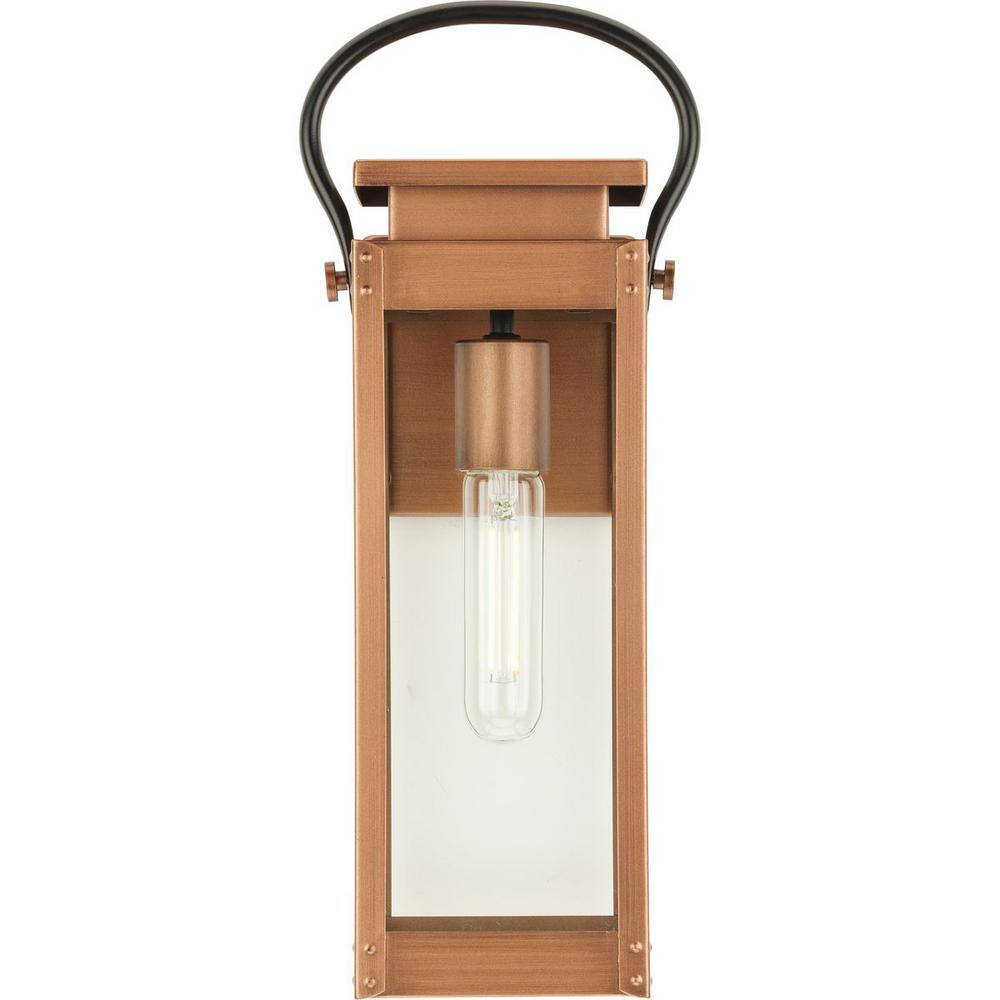 Antique Copper Direct Wired Electric Wall Sconce with Clear Glass