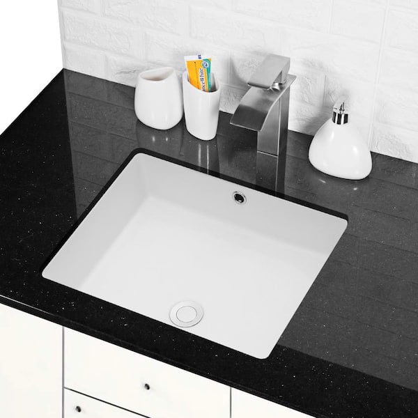Unbranded 20 in . Ceramic Undermount Rectangular Bathroom Sink in White