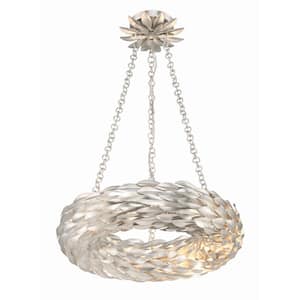 Broche 6-Light Integrated LED Antique Silver Chandelier