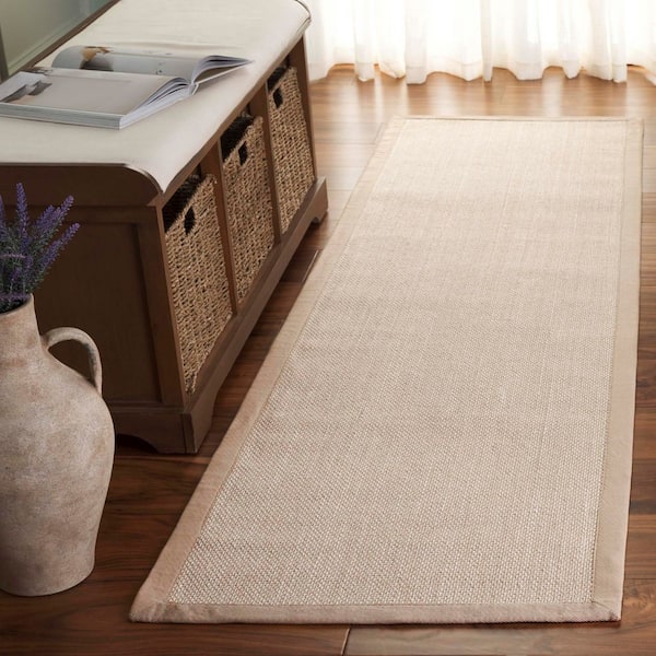 Natural Fiber 2 ft. x 8 ft. Natural Solid Color Runner Rug