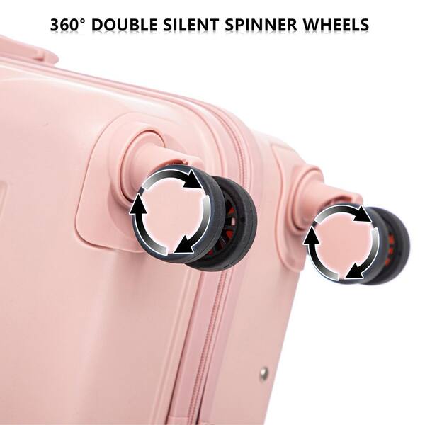 Tatahance 3-Piece Pink ABS Hardside Spinner Wheel Luggage Set with
