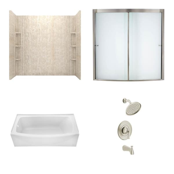 American Standard Ovation 60 in. x 30 in. Soaking Bathtub with Left Hand Drain in Sand Travertine