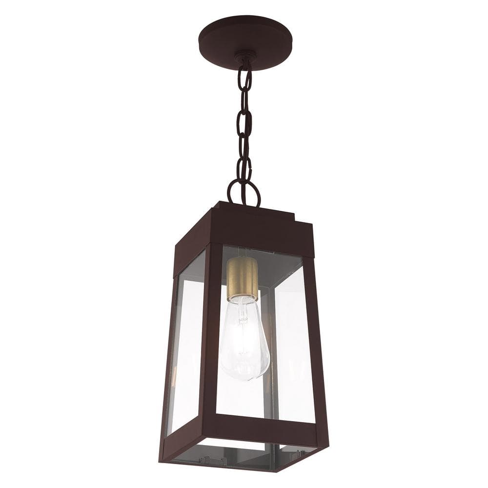 Oslo Clear Glass and Bronze 1-Light Outdoor Pendant
