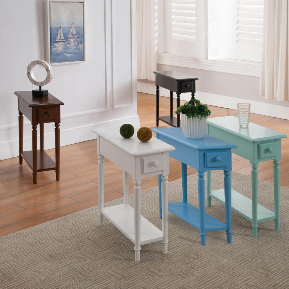 Orchid White Coastal Narrow Side Table with Storage